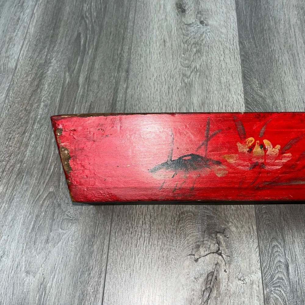 NWT Decorative Box Chinese Jewelry Box Decorative Red Floral Elongated Box - Picture 14 of 16